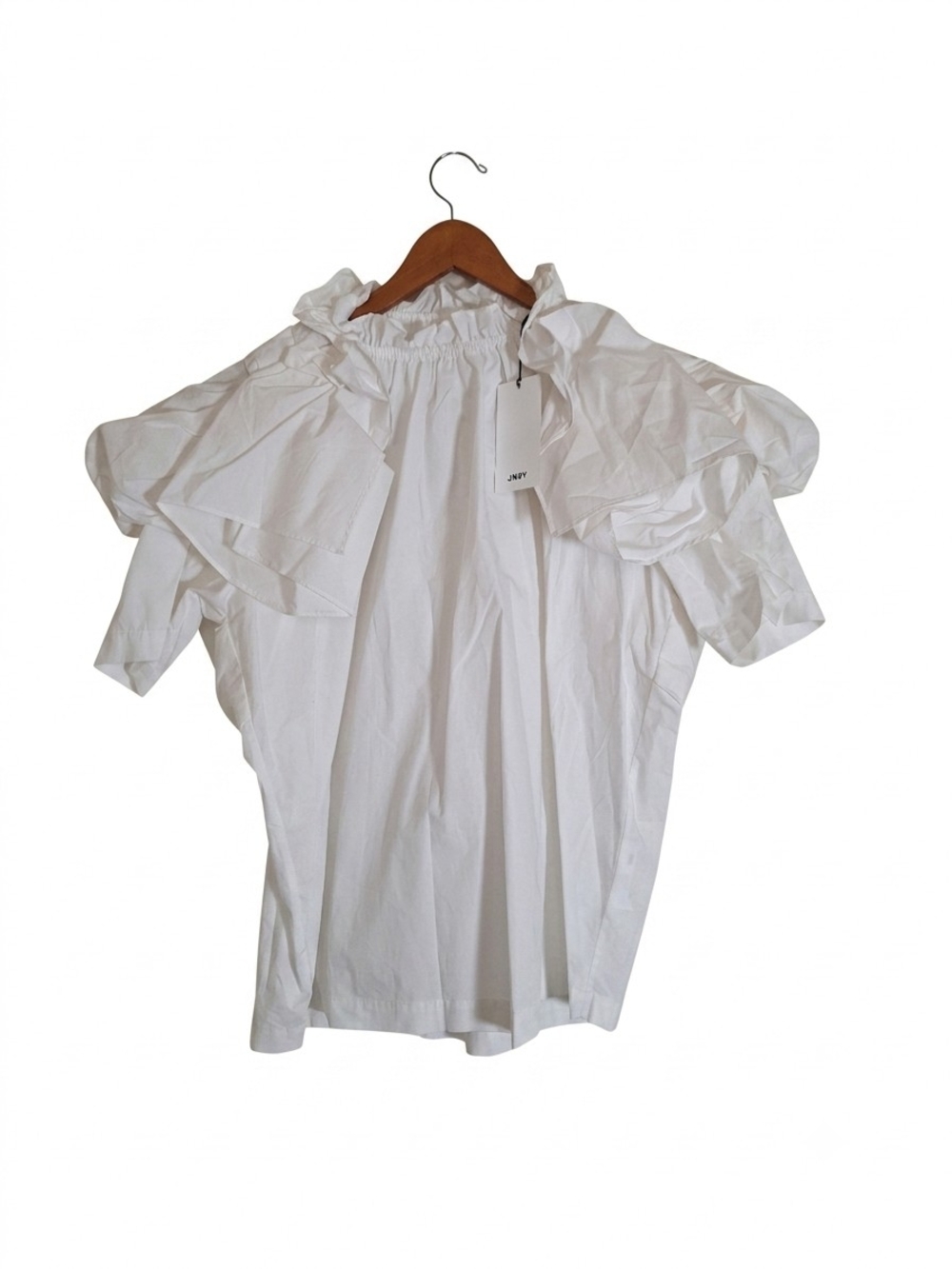 NWT JNBY White Ruffle Statement Sleeve Cotton Blouse Top